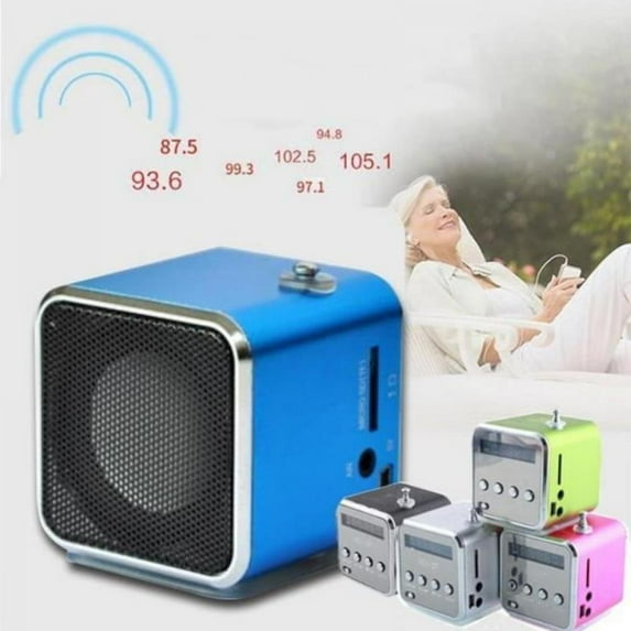 Portable Mini Speaker Music Player FM Radio MicroSD TF USB MP3 - Blue