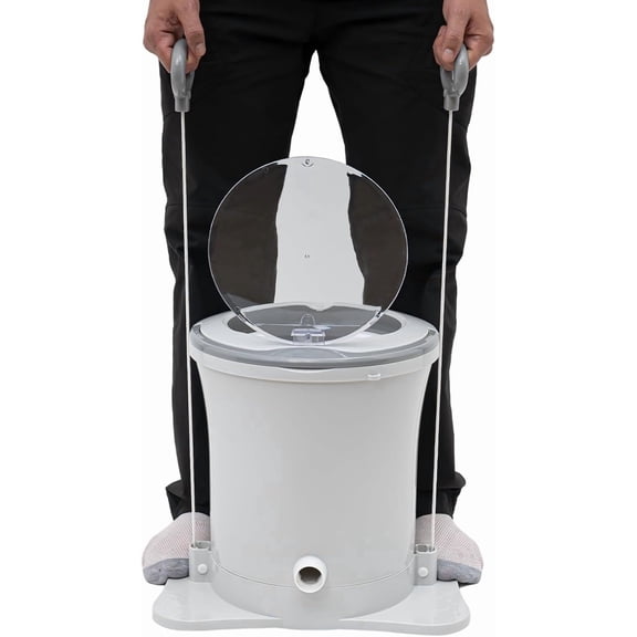 Portable Mini Spin Dryer for Clothes, Foot Powered, Non-Electric Laundry Machine for RV, Camping, Apartment, Dorm (White)