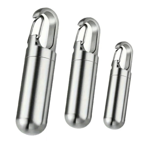 Portable Mini Stainless Steel Sealed Capsule Waterproof Pill Box Camping Firstaid Pend y22767