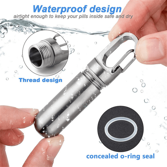 Portable Mini Stainless Steel Sealed Capsule Waterproof Pill Box Camping Firstaid Pendant Travel Outdoor Case