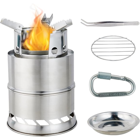 Portable Mini   Stove with Grill,Camping Stove Lightweight,Foldable Stainless  Backpacking Camping Stove,Solid   Stove for Camping Hiking  Outdoor
