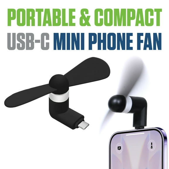 USB-C Mini Phone Fan, Portable Smartphone Cooling Fan Attachment, Quiet & Compact Travel Accessory for Android, Galaxy, Pixel, iPad