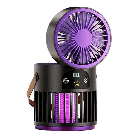 Portable Mini USB Rechargeable Fan with 5 Wind Speeds, Mosquito Killing & LED Lighting Function, Personal Cooling Fan for Camping Home Indoor Outdoor Use