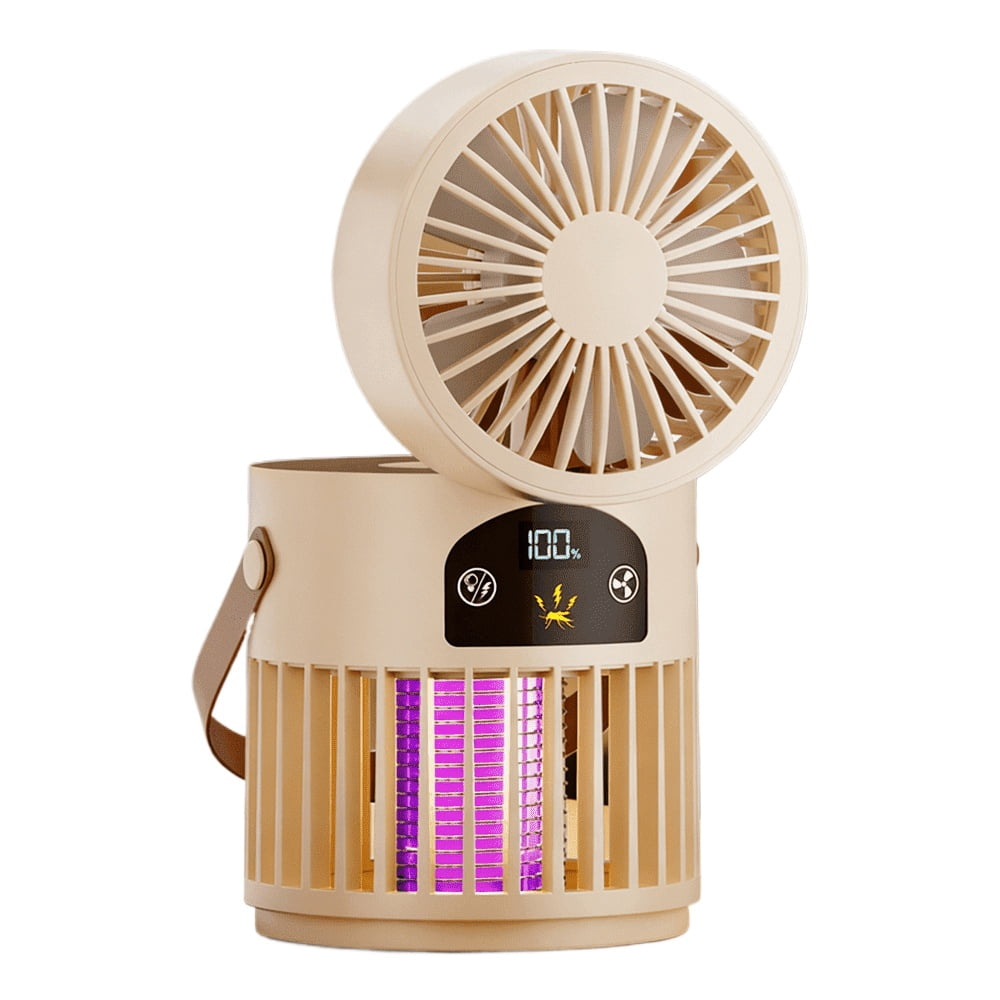 Portable Mini USB Rechargeable Fan with 5 Wind Speeds, Mosquito Killing & LED Lighting Function, Personal Cooling Fan for Camping Home Indoor Outdoor Use