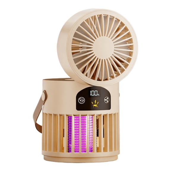 Portable Mini USB Rechargeable Fan with 5 Wind Speeds, Mosquito Killing & LED Lighting Function, Personal Cooling Fan for Camping Home Indoor Outdoor Use