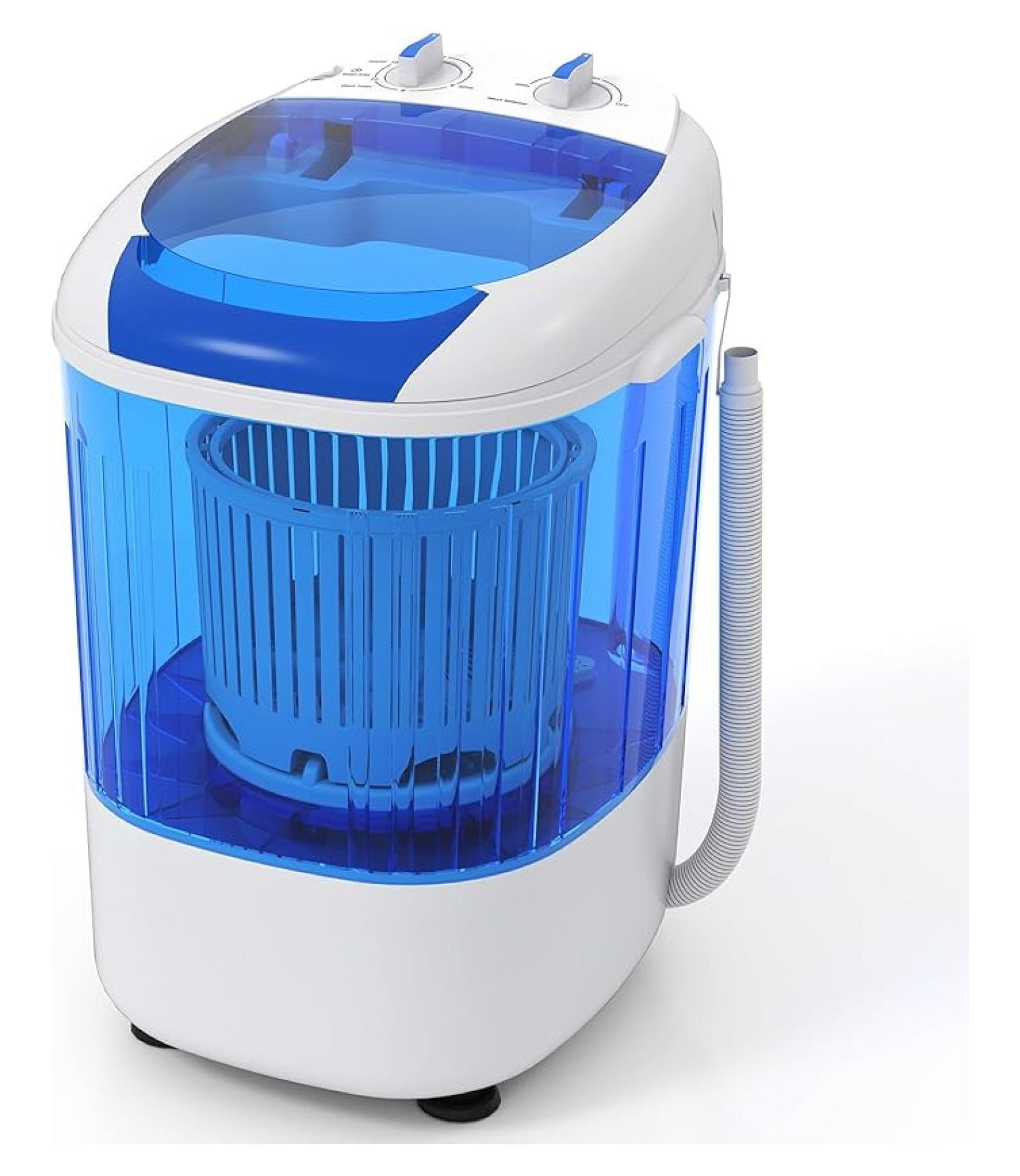 Portable Mini Washing Machine, 5.5 lbs Capacity Small Compact Laundry Washer with Spin Tub & Drain Hose, Semi-automatic Washer Machine for Apartment Dorms RV Home (Blue)
