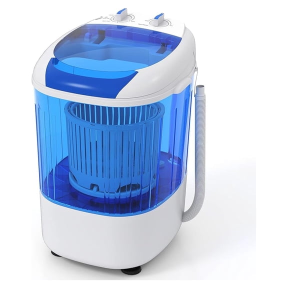 Portable Mini Washing Machine, 5.5 lbs Capacity Small Compact Laundry Washer with Spin Tub & Drain Hose, Semi-automatic Washer Machine for Apartment Dorms RV Home (Blue)