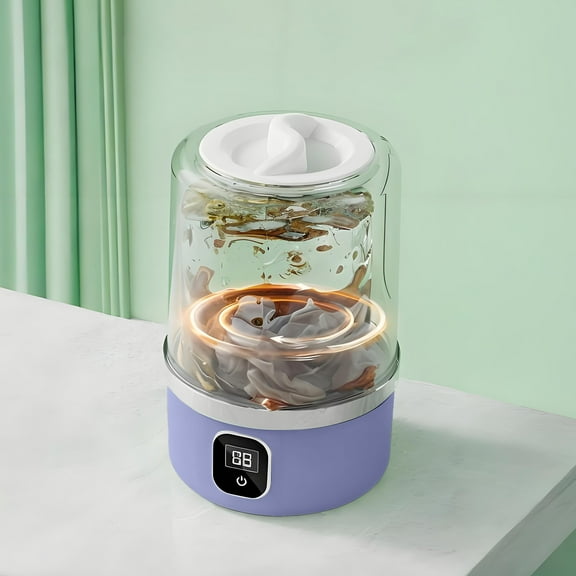 Portable Mini Washing Machine & Dryer, 1L Compact Washer with 3000mAh Battery, USB Powered Laundry Tool for Underwear Socks, Foldable Travel Washer for Apartment Dorm RV Cam, Quiet Automatic Spin