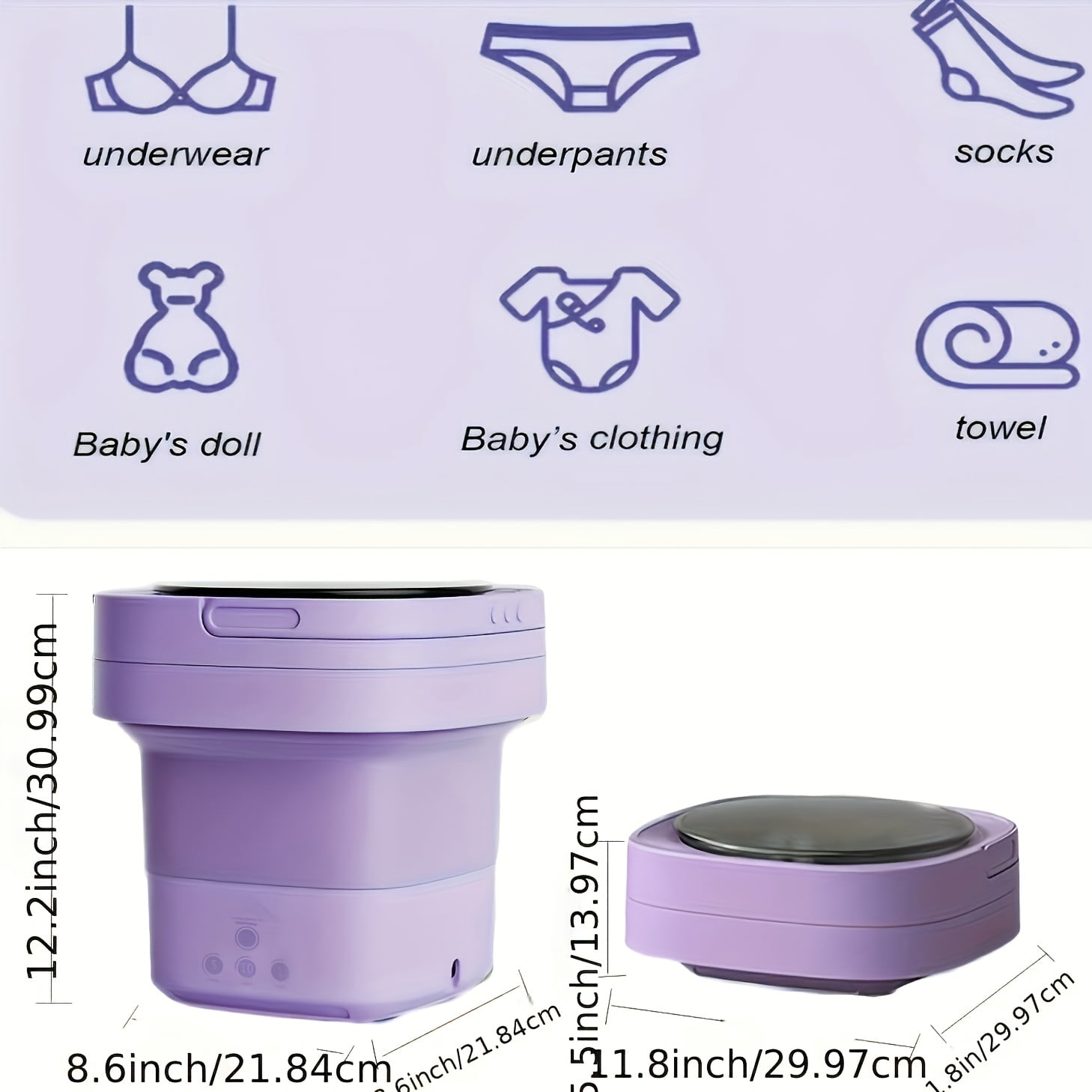 Portable Mini Washing Machine, High Capacity, 3 Deep Cleaning Modes, Suitable for Underwear, Apartments, Travel, RVs, Camping, Laundry Solution, Space-Saving Design, Multimode Washer