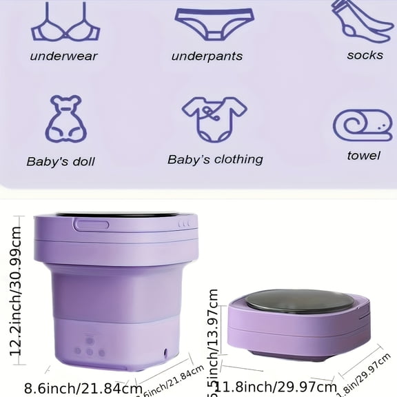 Portable Mini Washing Machine, High Capacity, 3 Deep Cleaning Modes, Suitable for Underwear, Apartments, Travel, RVs, Camping, Laundry Solution, Space-Saving Design, Multimode Washer