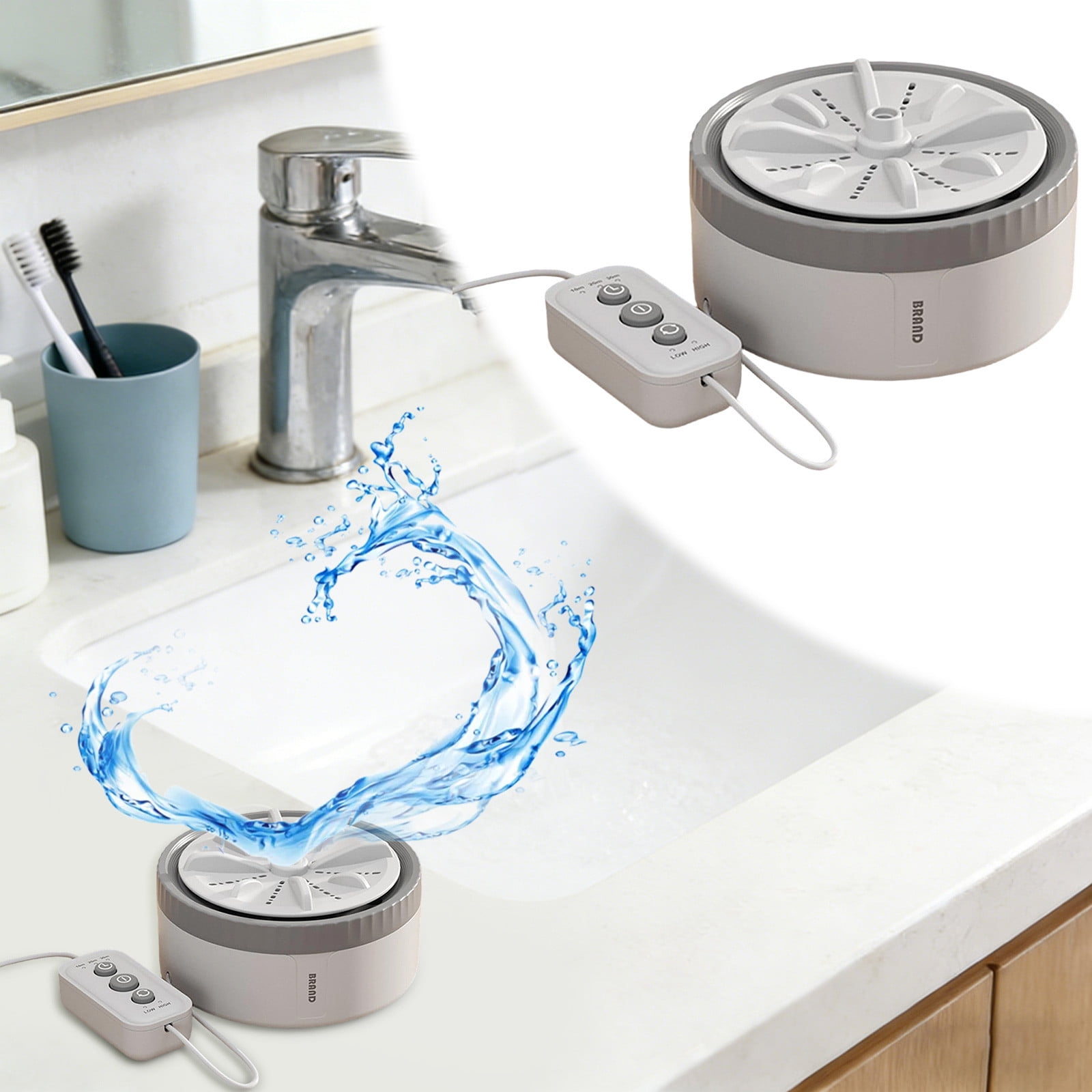 Portable Mini Washing Machine – Turbine Laundry Device for Travel & Home, Plug-in Operation with Timer & Speed Control, Compact Rotating Washer for Small Items