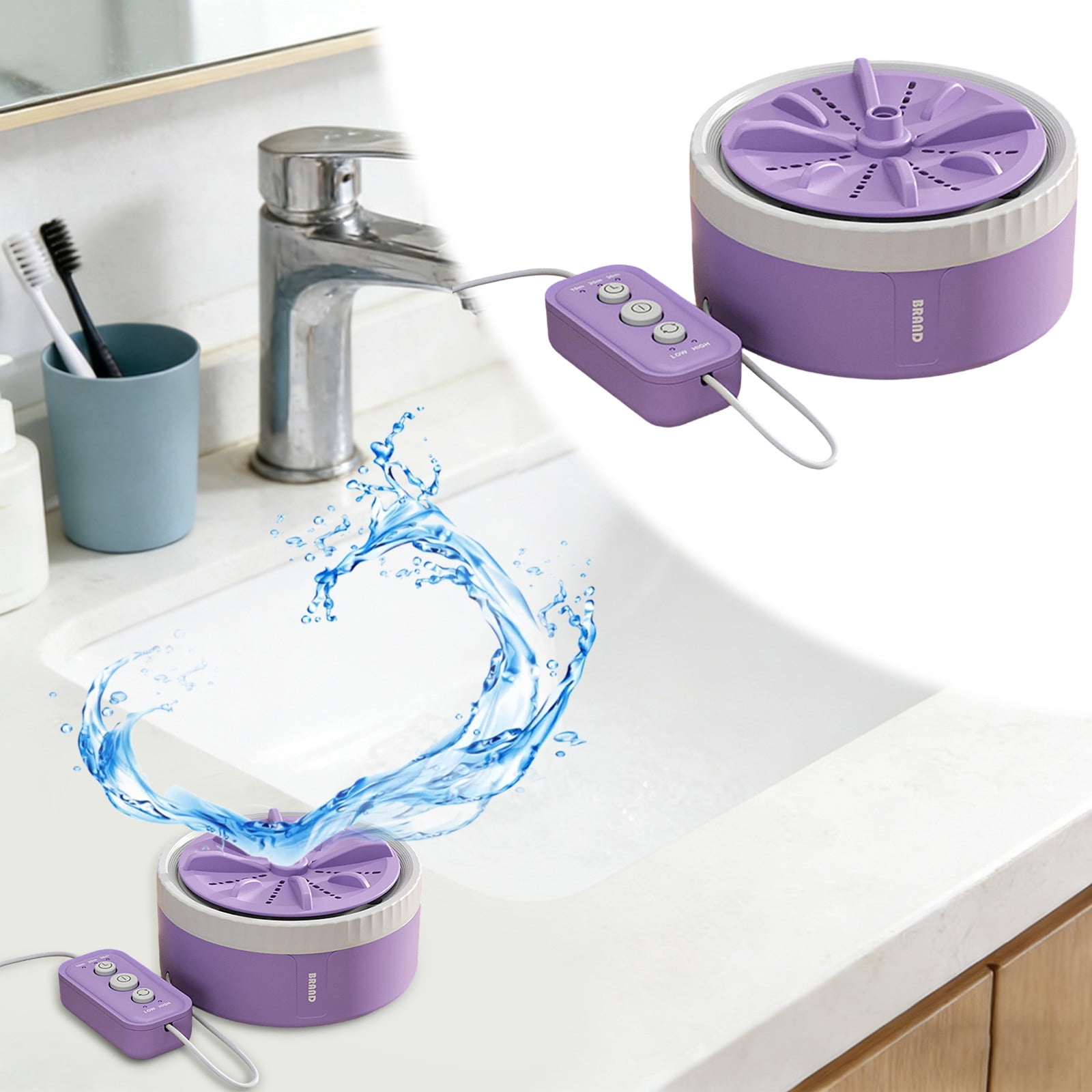 Portable Mini Washing Machine – Turbine Laundry Device for Travel & Home, Plug-in Operation with Timer & Speed Control, Compact Rotating Washer for Small Items