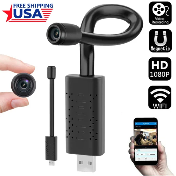 Portable Mini WiFi Camera Home Security USB Cam HD1080P Camcorder Video Recorder(Camera +32G TF Card)