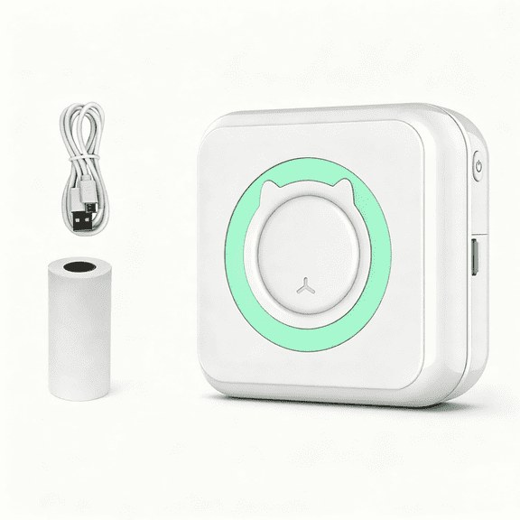 Portable Mini Wireless Bluetooth Thermal Printer , Inkless Pocket Photo Printer Compatible with Android and iOS, USB Rechargeable , for Notes, Planners, Instant Photos（Green）