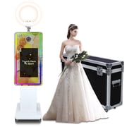Portable Mirror Photo Booth Machine with 21.5inch Touch Screen Selfie Photo Booth Machine with RGB Light and Flight Case Digital Photo Booth Machine for Wedding Party Event
