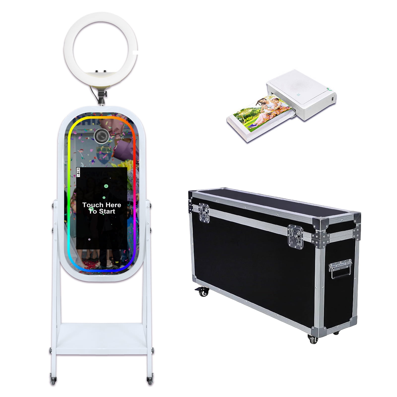 Portable Mirror Photo Booth Machine with 21.5inch Touch Screen Selfie Photo Booth Machine for Party