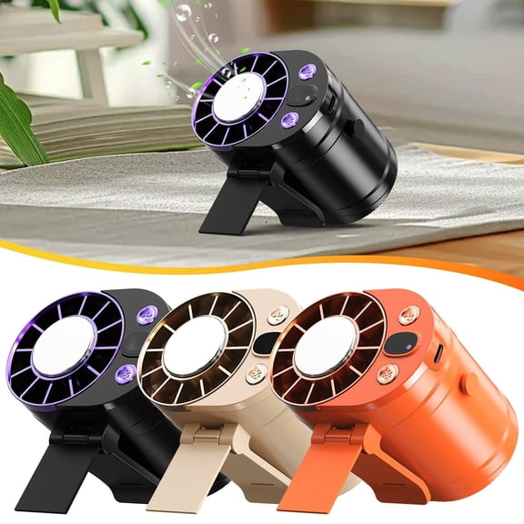 Portable Misting Desk Fan with Foldable Stand, Rechargeable Water Spray Cooling Mini Fan, Multi-Angle Adjustable USB Personal Humidifier Fan for Bedroom Office Car Travel