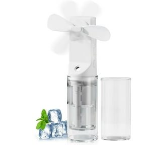 Portable Misting Fan, Handheld Fan with Mister, Rechargeable Operated Spray Water Mist Fan, 4 Speeds Small Foldable Personal Cooling Fans for Home Camping Outdoor Travel, White
