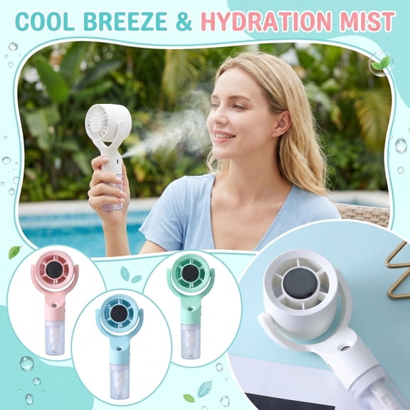 Portable Misting Fan Handheld Rechargeable Usb Mini Personal Fan Cooling Water Mist Travel Essentials Blue 1 Pack
