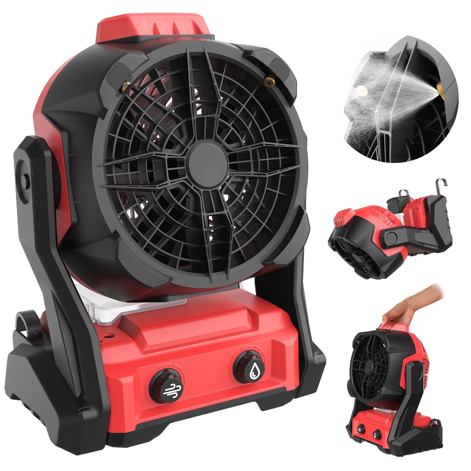 Portable Misting Fan for Milwaukee M18 Battery, Cordless Personal Cooling Fan with USB Port & Hanging Hook, Adjustable Speed for Outdoor/Indoor Use (Bare Tool)