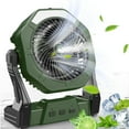 thumbnail image 1 of Portable Misting Fan, Outdoor Fans for Patios with Water Mist, 10000mAh Rechargeable Battery Personal Cooling Fan with Mister, 8-Inch, 250mL Water Tank & LED Lantern, for Home, Outside, Camping Green, 1 of 9