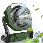 Portable Misting Fan, Outdoor Fans for Patios with Water Mist, 10000mAh Rechargeable Battery Personal Cooling Fan with Mister, 8-Inch, 250mL Water Tank & LED Lantern, for Home, Outside, Camping Green