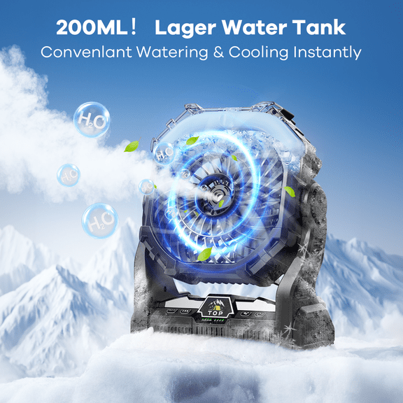 Portable Misting Fan with RGB Lantern, 30000 mAh Rechargeable Camping Mist Fan with Emergency Battery Power Bank Hurricane Supplies, Perfect Cooling Mister for Outdoor Travel