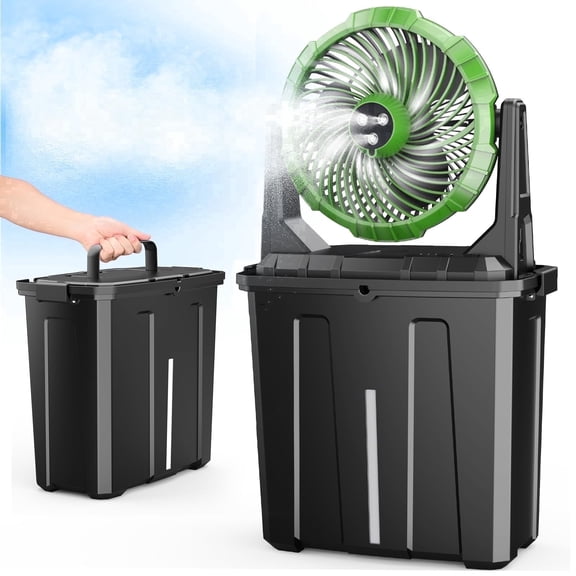 Portable Misting Fan for Outdoors Patios,Rechargeable Battery Operated Camping Fan for Fishing/Travel/Golf/Tent/Office