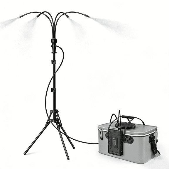 Standing Misters for Outside Patio, 4Gal Portable Bucket with 10000mAh Water Cooling Misters Set – 4FT Adjustable Height for Outdoor, Beach, Pool, Water Playing, Sprinkler, Camping