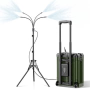 Standing Misters for Outside Patio, 4Gal Portable Suitcase with 10000mAh Water Cooling Misters Set 4FT Adjustable Height for Outdoor, Beach, Pool, Water Playing, Sprinkler, Camping