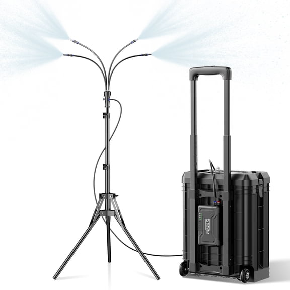 Standing Misters for Outside Patio, 4Gal Portable Suitcase with 10000mAh Water Cooling Misters Set – 4FT Adjustable Height for Outdoor, Beach, Pool, Water Playing, Sprinkler, Camping