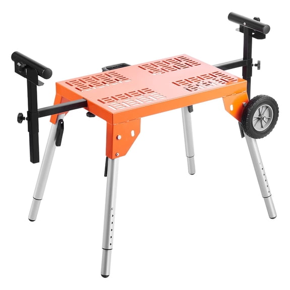 Portable Miter Saw Stand with Wheels, Folding Steel Rolling Stand for Miter Saws, Adjustable Height&Length, 330lb Capacity Compact Workstation