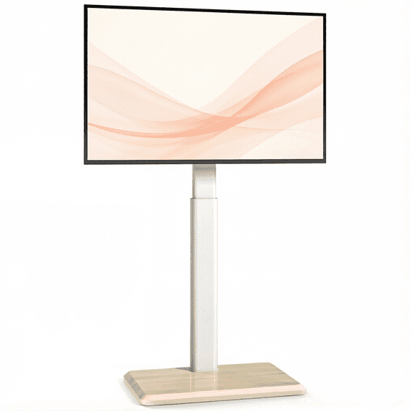 Portable Mobile TV Stand with Hidden Wheels for 24-65 Inch Flat & Curved Screens, White