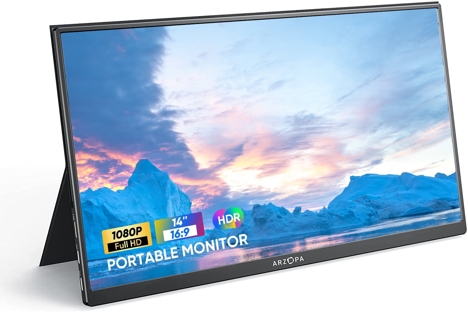 Portable Monitor, 14 inch ARZOPA FHD HDR 1080P 100% SRGB Portable