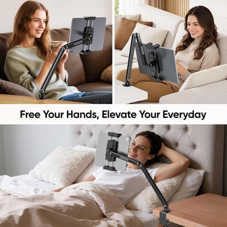 Portable Monitor Stand 15.6 Inch Holder for Desk Bed Adjustable Desktop Tablet Arm Mount Compatible with 4.7 to 18.5 Inch Devices
