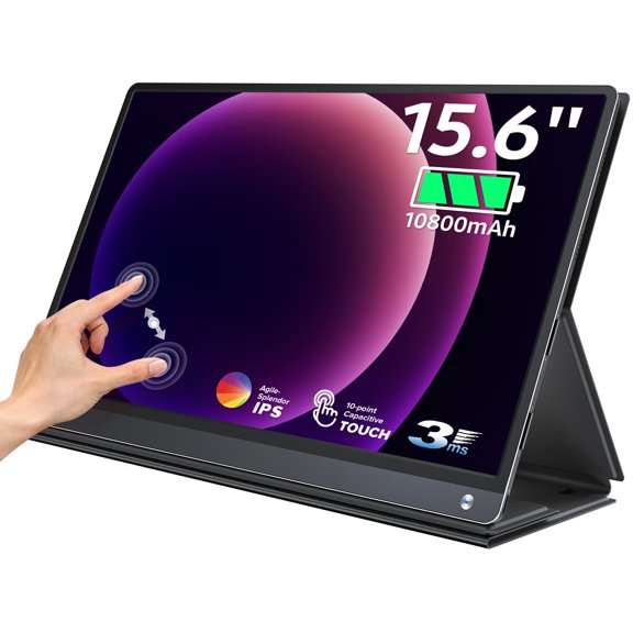 Portable Monitor Touch Screen, Built-in 10500mAh Rechargeable Battery, UPERFECT 15.6 FHD HDR 1080P Portable Laptop Monitor for Laptop Mackbook PC Phone Xbox Switch PS4 PS5