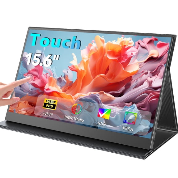 Portable Monitor Touch Screen, UPERFECT 15.6 Inch 1080P FHD IPS HDR Computer Display HDMI USB-C External Laptop Screen, Touchscreen Monitor With Smart Case for PC, Xbox, Nintendo, Phones
