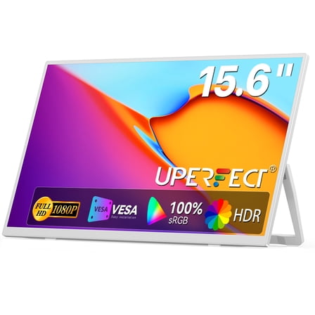 Portable Monitor W/ Kickstand, 15.6" 1080P FHD Laptop Monitor USB C HDMI External Screen for Mac Phone Xbox Switch, White