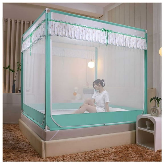 Portable Mosquito Net Bed Canopy with Bottom, Three Door Mosquito Net with Encrypted Zipper, Mosquito Net Canopy for Bedroom, Dormitories, Camping, Hotel
