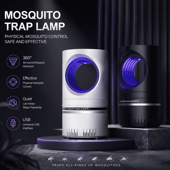 Portable Mosquito Trap USB, Black Bug Zapper Indoor Outdoor with Blue Light, Quiet Fruit Fly Gnat Catcher for Camping Car Desk, No Refill