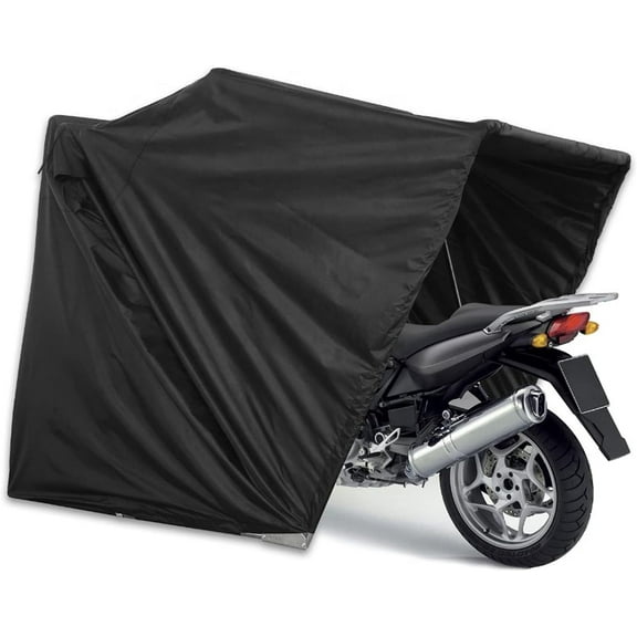 Portable Motorcycle Storage Garage Shelter Shed Cover Motorbike Tent Sheds Waterproof Oxford Material Black 135.8"*74.0"*74.8"