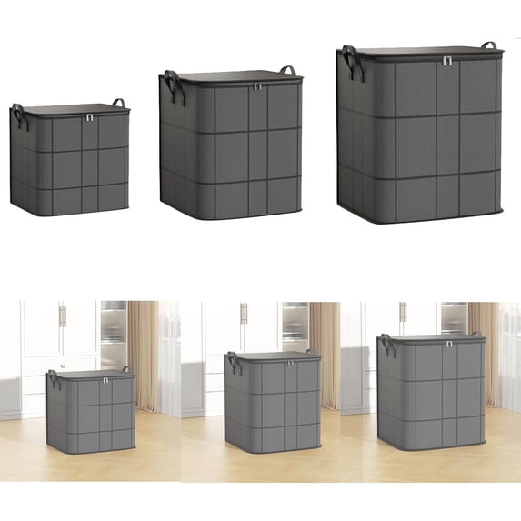 Portable Moving Storage Bags - Large Capacity Zippered Fabric Organizer for Bedding & Clothes - Foldable Heavy Duty Blanket Spacious Moving Storage Bins for Quilts, Set of 3, L-210L, M-150L S-110L