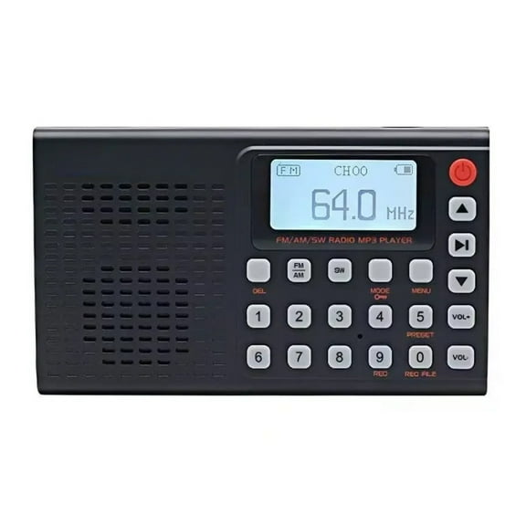 Portable Multi-Band Emergency Radio with Bluetooth, MP3 Player, Recording & Type-C Charging