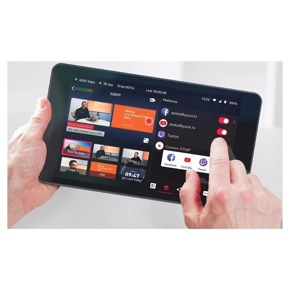 Portable Multi-Camera Encoder / Streamer Switcher / Monitor &amp; Recorder Simultaneous Cross-Platform Streaming ,Effortless Switching
