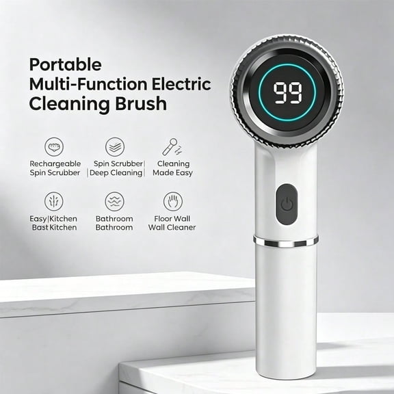 Portable Multi-Function Electric Cleaning Brush, USB Rechargeable Electric Rotary Scrubber for Kitchen, Bathroom, Wall, Sink, Floor and Household Cleaning Tasks