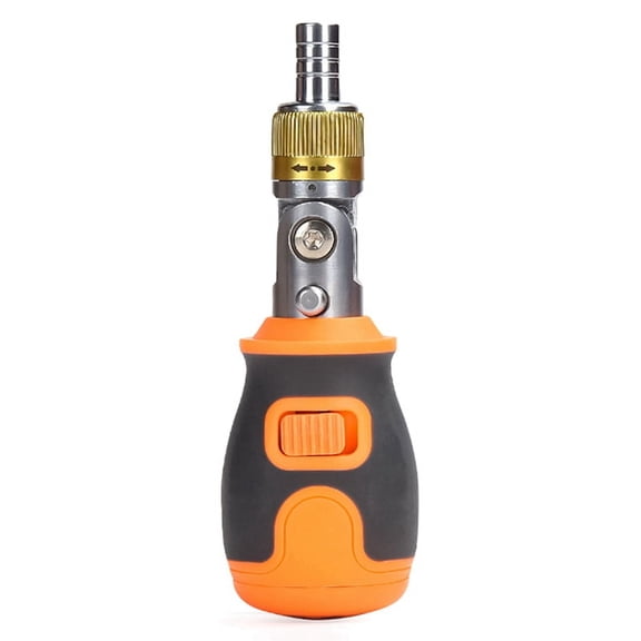 Portable Multi-Function S2 Batch 2-Way Ratchet Adjustable Angle Screwdriver Maintenance Kit Orange