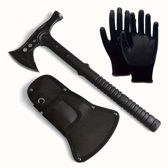 Portable Multi-Function Survival Axe with Gloves (Camping & Climbing Essential)