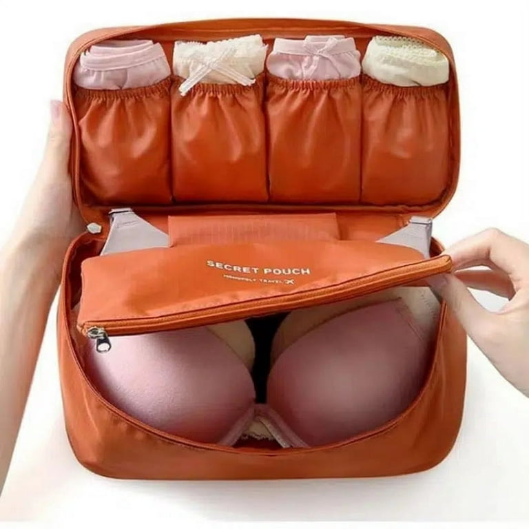 Portable Multi-Functional Socks Underwear Bra Organizer Case Travel Storage  Bag Packing Cube Cosmetic Bag (Orange) 