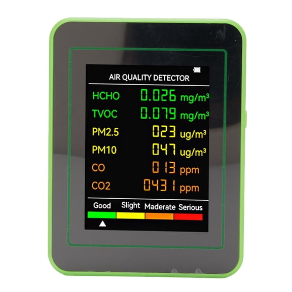 Portable Multi-Gas Detector 5-in-1 Air Quality Monitor for CO2 TVOC HCHO PM2.5 and PM10 High Accuracy Handheld Gas Tester Color LCD Digital Display (3.5 x 2.8 x 1.4 inches / 9.0 x 7.0 x 3.5 cm)