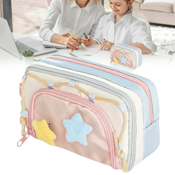 Portable Multi Layer Kawaii Pencil Case Organizer Large Capacity Design Pen Cute Functional Bag
